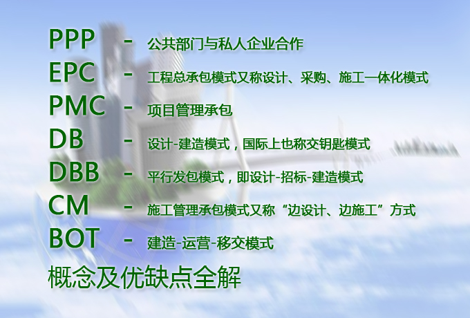 【最全】PPP、EPC、PMC、DB、DBB、CM、BOT概念及優(yōu)缺點全解